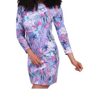 NWOT Ana Clare Ava Under The Sea Mermaid Coral Print Dress Size XS